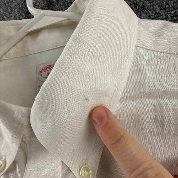 Brooks Brothers Oxford OCBD Cotton Non-Iron XL Button-Down White Shirt Solid Men - Picture 14 of 16